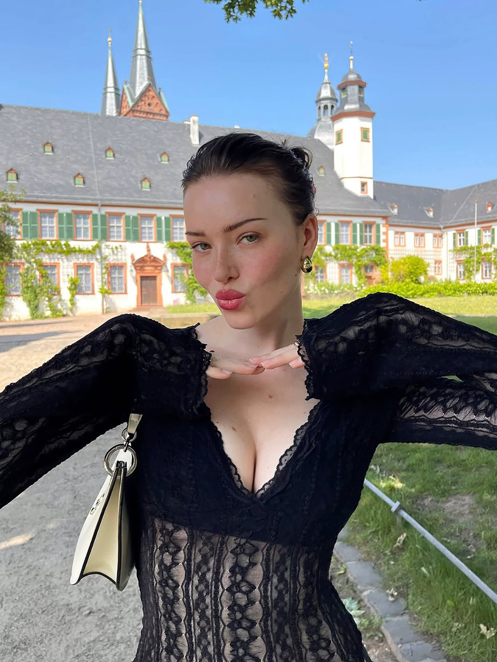 ZARA Summer Long Sleeve Lace Trim Sexy Fitted Top